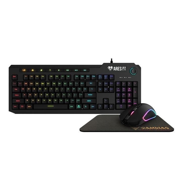 پک گیمینگ کیبورد ، ماوس ، پد ماوس گیمدیاس مدل Ares P2 3 in 1 combo Gamdias Ares P2 3 in 1 Gaming combo pack